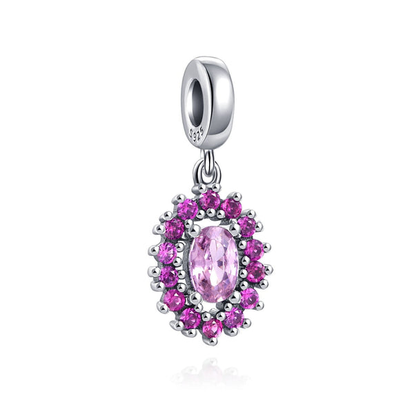 Pingente em Prata - Charm My Life Brilhante Rosa