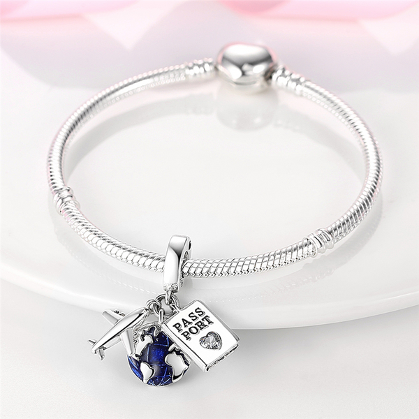 Berloque em prata - Charm My Life Amo Viajar