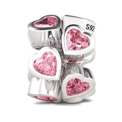 Berloques em Prata 925 - Charm My Life Barbie Corações Rosa