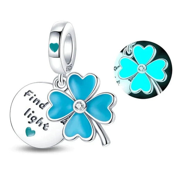Pingente em Prata 925 - Charm My Life Flor Azul Encontre sua Luz