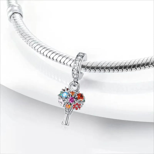 Pingente em Prata 925 - Charm My Life Buquê de Flores