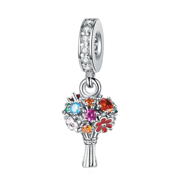 Pingente em Prata 925 - Charm My Life Buquê de Flores