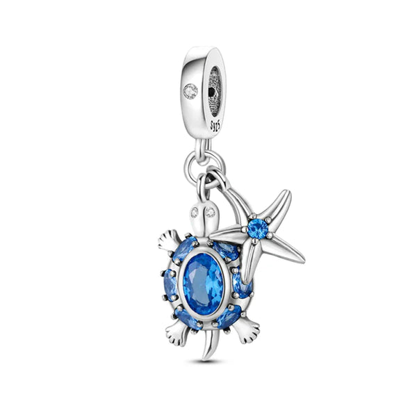 Pingente em Prata 925 - Charm My Life Tartaruga e Estrela do Mar