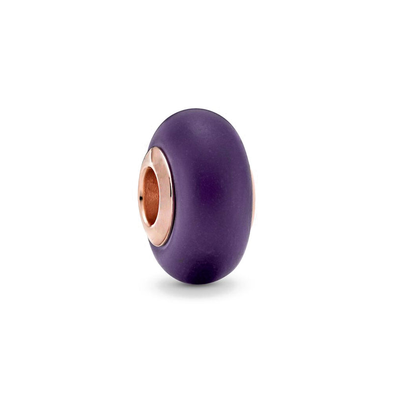 Charm Murano Violeta Matte - Coleção My Life em Prata com Banho em Ouro