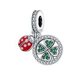 Pingente em Prata 925 - Charm My Life Trevo da Sorte Joaninha