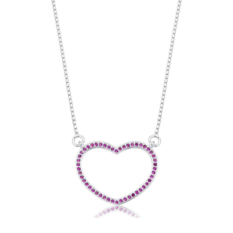 COLAR COM PINGENTE CORAÇÃO MOLDURA CRAVEJADO 2,6CM